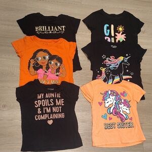 The Children's Place Girls' Orange & Black Unicorn Graphic Tees - 6 Pack